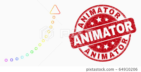 Vector Rainbow Colored Pixel Up Trend Arrow Icon and Grunge Animator Watermark Vector Rainbow Colored Pixel Up Trend Arrow Icon and Grunge Animator Watermark 64910206