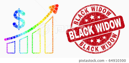 Vector Spectrum Pixelated Success Financial Chart Icon and Distress Black Widow Stamp Seal Vector Spectrum Pixelated Success Financial Chart Icon and Distress Black Widow Stamp Seal 64910300