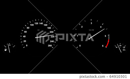 3d render Car speedometer picking up speed at night 3d render Car speedometer picking up speed at night 64910301