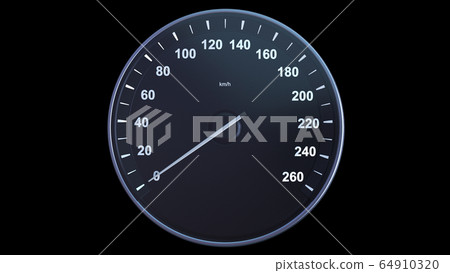 3d render Car speedometer picking up speed on alpha channel 3d render Car speedometer picking up speed on alpha channel 64910320