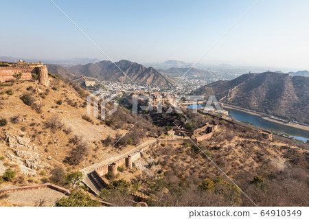 Beautiful Amer landscape in India, Jaipur, Beautiful Amer landscape in India, Jaipur, 64910349