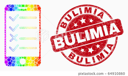 Vector Rainbow Colored Pixelated Smartphone Task List Icon and Grunge Bulimia Stamp Seal Vector Rainbow Colored Pixelated Smartphone Task List Icon and Grunge Bulimia Stamp Seal 64910860