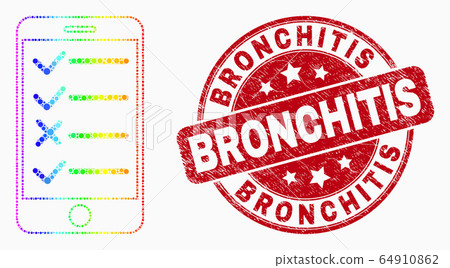 Vector Bright Pixelated Smartphone Task List Icon and Scratched Bronchitis Seal Vector Bright Pixelated Smartphone Task List Icon and Scratched Bronchitis Seal 64910862
