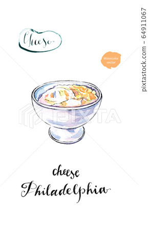 Watercolor cream cheese Philadelphia Watercolor cream cheese Philadelphia 64911067