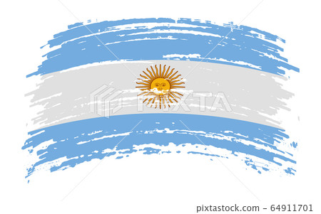 Argentina flag in grunge brush stroke, vector 64911701