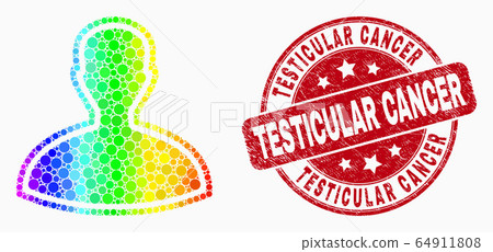 Vector Spectral Pixel Person Icon and Distress Testicular Cancer Seal 64911808