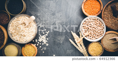 Bowls with different grains Bowls with different grains 64912366