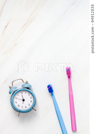 Teeth hygiene and oral care products flatlay Teeth hygiene and oral care products flatlay 64912838