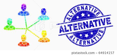 Vector Bright Dot Users Connection Icon and Scratched Alternative Stamp Vector Bright Dot Users Connection Icon and Scratched Alternative Stamp 64914157