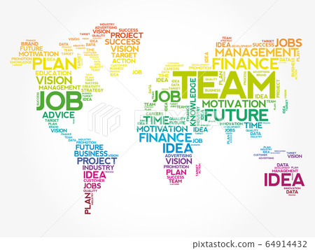 TEAM word cloud in shape of world map-插圖素材 [64914432] - PIXTA圖庫