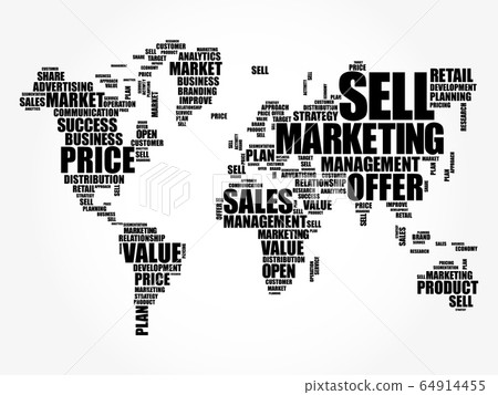 Digital Marketing word cloud in shape of world map - Stock Illustration ...