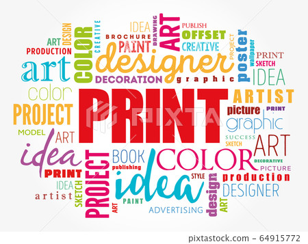 PRINT word cloud, creative concept PRINT word cloud, creative concept 64915772