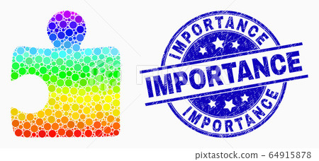 Vector Spectral Pixelated Puzzle Item Icon and Scratched Importance Stamp 64915878
