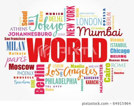 WORLD word cloud concept 64915964