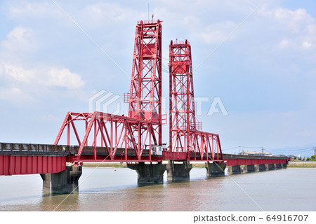 築後川商會大橋鐵路動鐵橋高架活動鐵橋照片從福岡縣一側拍攝 64916707