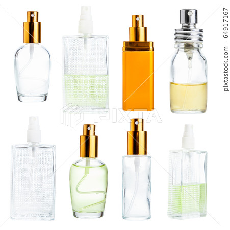 set of various perfume spray glass vials isolated set of various perfume spray glass vials isolated 64917167