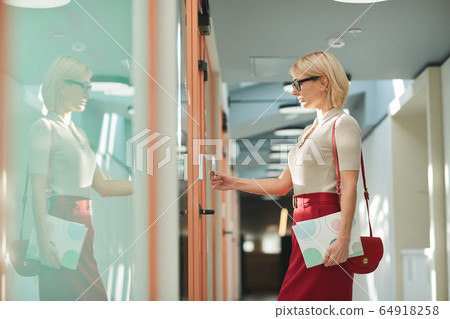 Businesswoman coming at office 64918258