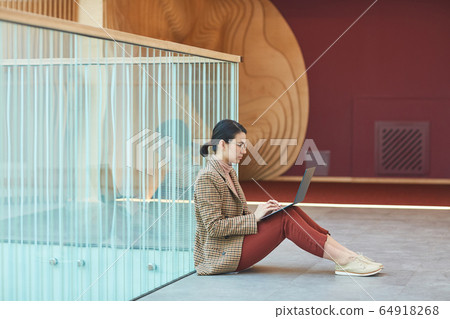Businesswoman working on laptop Businesswoman working on laptop 64918268