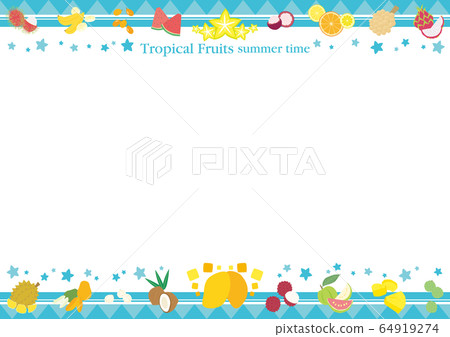 東南亞熱帶水果框架白色背景 東南亞熱帶水果框架白色背景 64919274