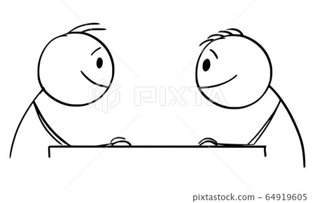 Vector Cartoon Illustration of Two Smiling Men... - Stock Illustration ...