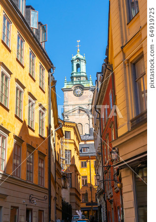 View with Storkyrkan (The Great Church), officially named Sankt Nikolai kyrka (Church of St. Nicholas) and informally called Stockholms domkyrka (Stockholm Cathedral) 64919725