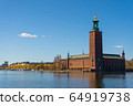 The Stockholm City Hall (Stockholms stadshus). View with Malaren lake from the old town  64919738