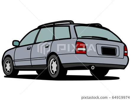 Nostalgic German wagon silver color rear view car illustration Nostalgic German wagon silver color rear view car illustration 64919974
