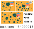 brain cartoon characters fighting with COVID-19 64920913