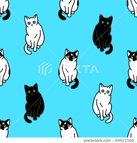 Seamless pattern with cute black and white cats. Seamless pattern with cute black and white cats. 64921508