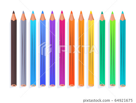 Top view vector illustration of color pencils 64921675