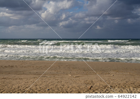 Sea, beach and a stormy sky, Crete Sea, beach and a stormy sky, Crete 64922142