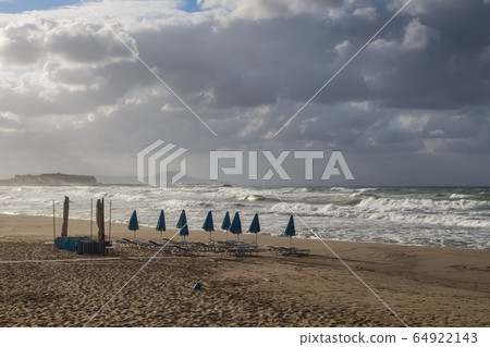 Empty beach in the autumn, Crete, Greece 64922143