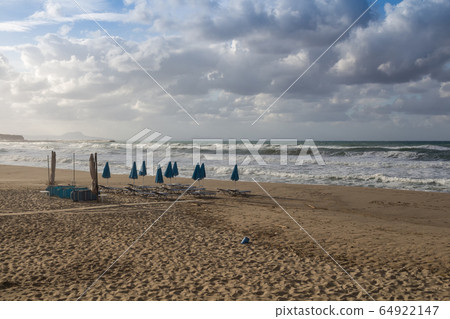 Empty beach in the autumn, Crete, Greece 64922147