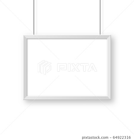 Realistic hanging on a wall white blank picture... - Stock Illustration ...