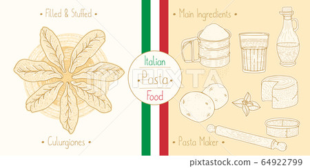 Cooking italian food stuffed Culugrione Pasta with 64922799