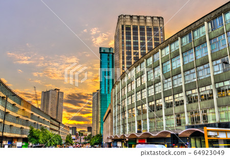 View of Birmingham at sunset. England, West Midlands 64923049