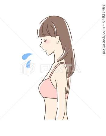 悲傷的女人的側面 64923468