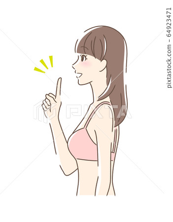 女人微笑著和手指的側面 女人微笑著和手指的側面 64923471