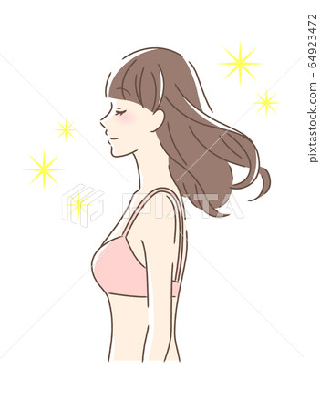Side profile of a woman who brushes her hair Side profile of a woman who brushes her hair 64923472