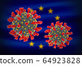 Concept of pandemic novel coronavirus outbreak in European Union 64923828