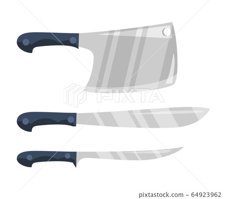 Butcher meat cutting knives set isolated on white Butcher meat cutting knives set isolated on white 64923962