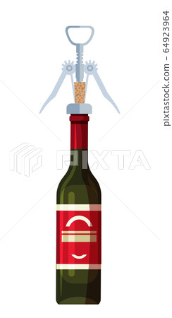 Wine bottle corkscrew isolate on white background Wine bottle corkscrew isolate on white background 64923964