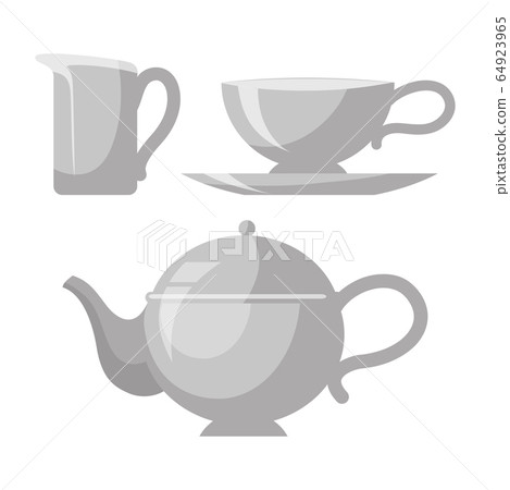Tea-set for restaurant table serving on white Tea-set for restaurant table serving on white 64923965