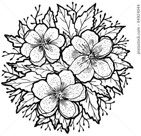 Contour composition with flowers Contour composition with flowers 64924044