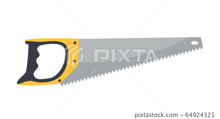 Metal hand saw for cutting wood isolated on white 64924321