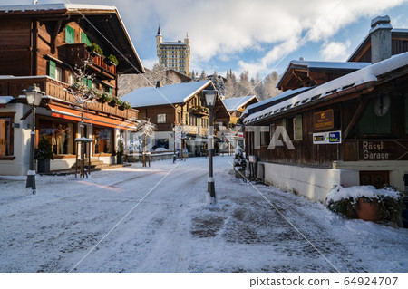 Gstaad promenade in winter time Gstaad promenade in winter time 64924707