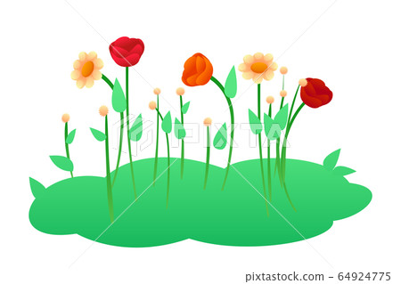Blooming flowers flat vector illustration 64924775