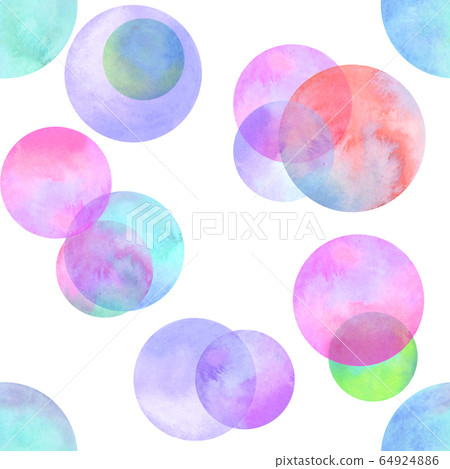 Polka dot multi-colored watercolor seamless pattern. Abstract watercolour background with colorful circles on white Polka dot multi-colored watercolor seamless pattern. Abstract watercolour background with colorful circles on white 64924886