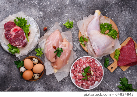 Various raw meat, sources of animal protein Various raw meat, sources of animal protein 64924942