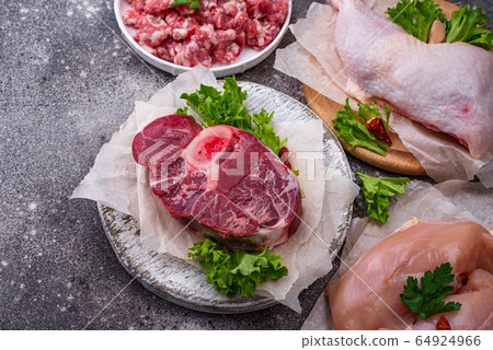 Assortment of various raw meat Assortment of various raw meat 64924966